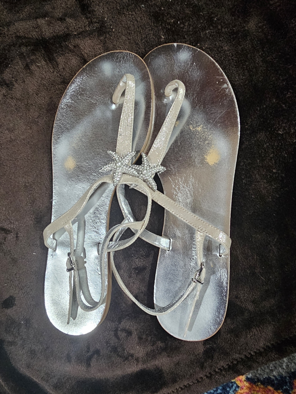 ANTONIO MELANI Silver Star-Embellished Women's Sandals
